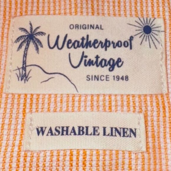 Mens Shirt Large Orange Weatherproof Vintage Short Sleeve Button Down L Lg Peach - Picture 8 of 9